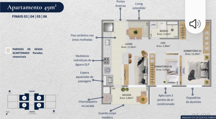 APARTAMENTO NOVO COM 2 DORMITÓRIOS, UMA VAGA DE GARAGEM NO VILA NOVA